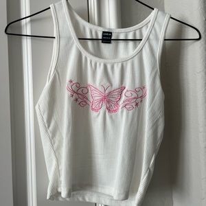 XS Shein white butterfly tank top